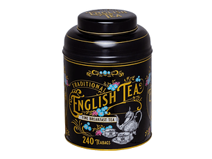 Lata de té victoriana vintage de lujo -  Black