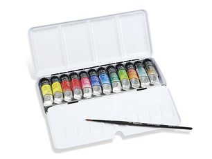 Set Acuarela - Caja de metal 12 tubos 10 ml + 1 pincel  