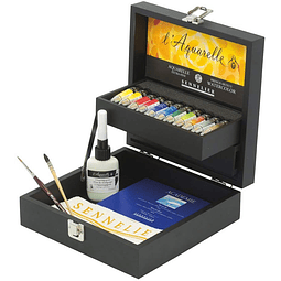 Set Acuarela de lujo - L'Aquarelle, Caja de madera conjunto de 11x10ml