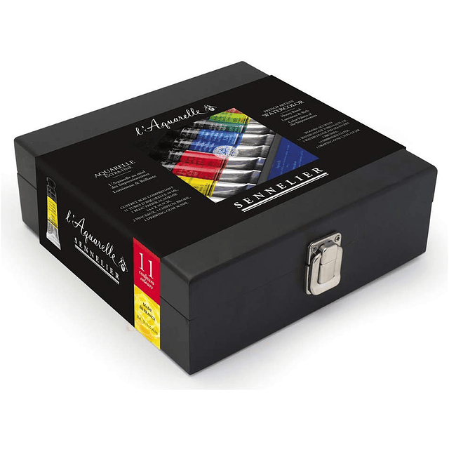 Set Acuarela de lujo - L'Aquarelle, Caja de madera conjunto de 11x10ml