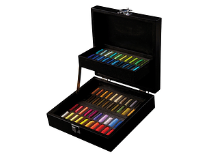 Caja de madera con 60 medios pasteles 