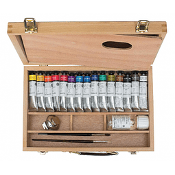 Sennelier Artists' Gouache caja de madera de 15 colores + accesorios