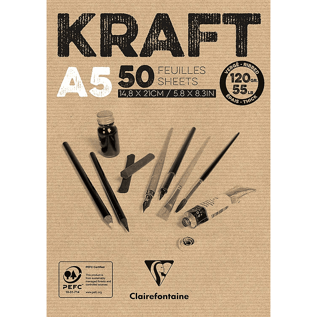 Bloc encolado de Papel Kraft 120 g - (3 tamaños)