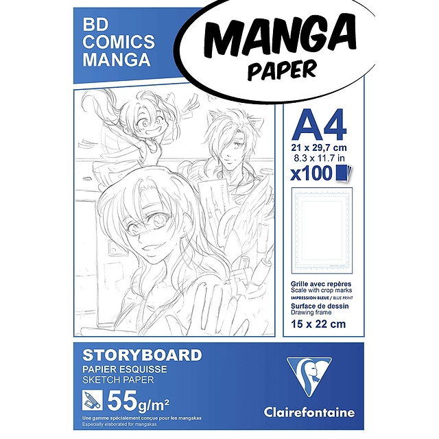 Papel Manga Sketch con Marco Simple - (2 tamaños)