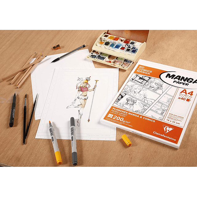 Papel Manga Multi-Técnica con marco simple (2 tamaños)