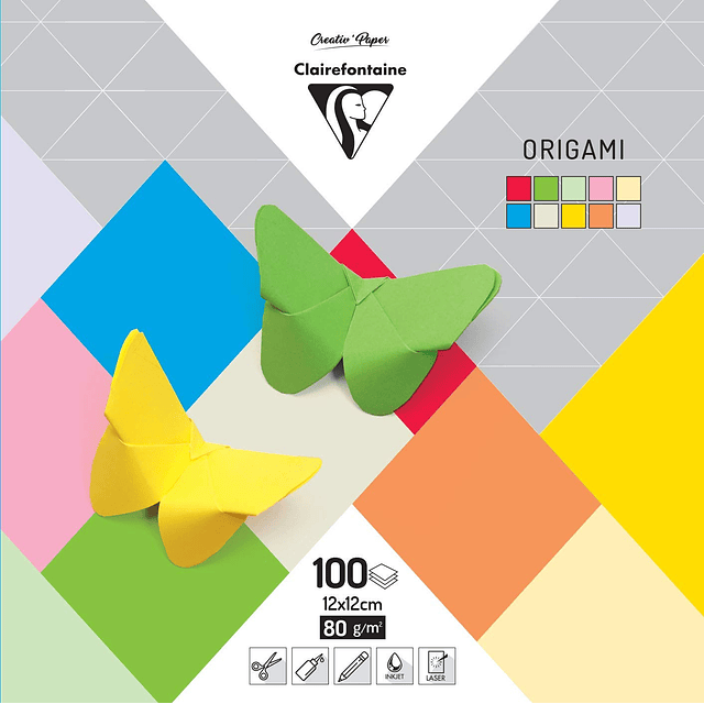 Pack Origami 100 hojas 12x12 - Colores surtidos