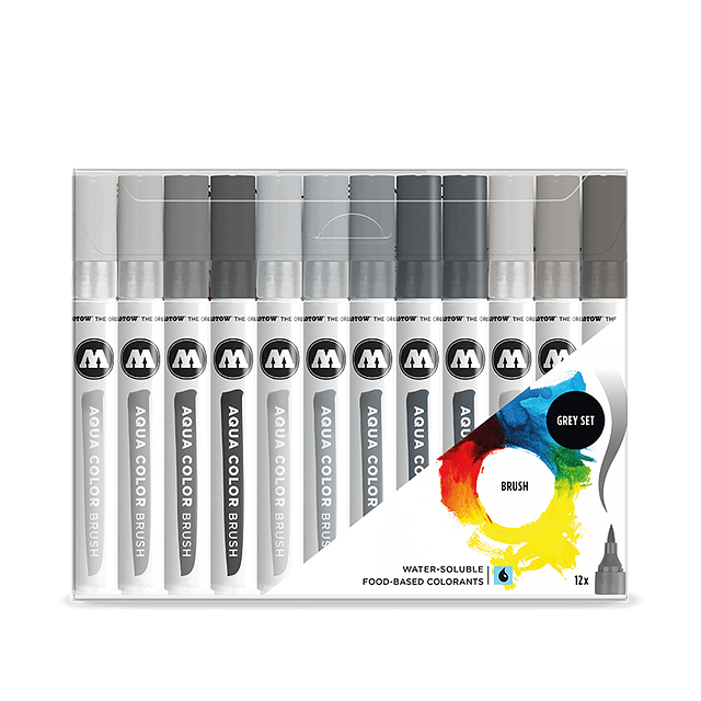 Brush Pen - Aqua Color Brush - Set Grises