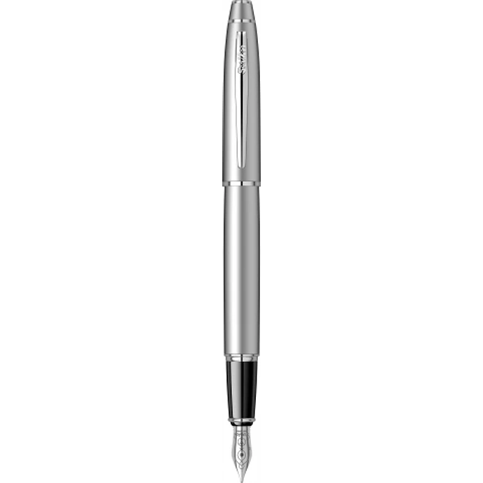 Pluma estilográfica Noble 35, acabado cromado mate, en estuche de lujo. 1
