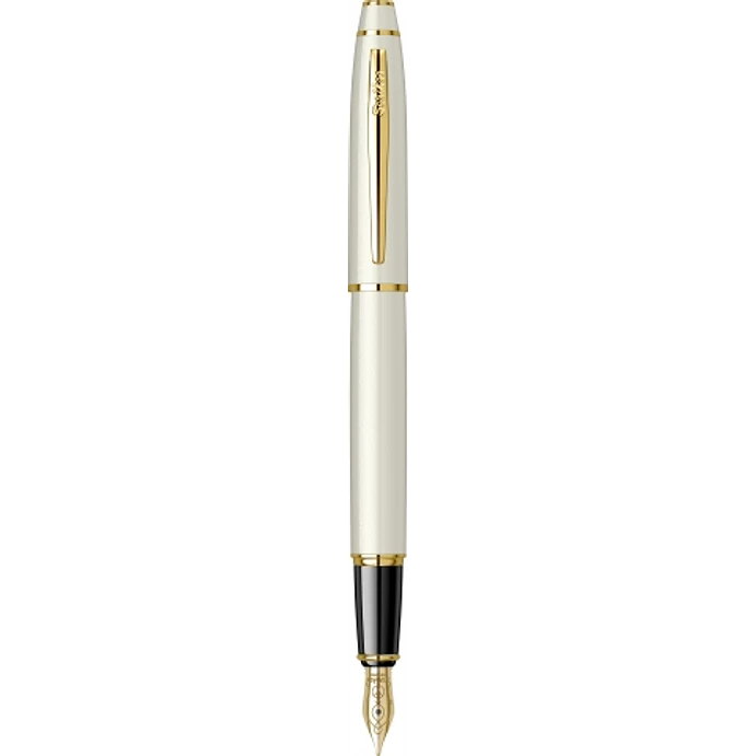 Pluma estilográfica Noble 35, color oro blanco, en estuche de lujo. 1