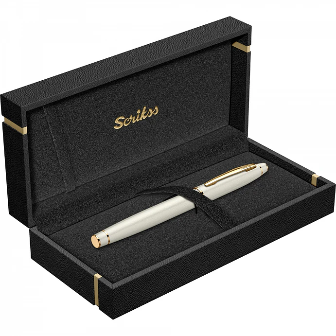 Pluma estilográfica Noble 35, color oro blanco, en estuche de lujo. 4