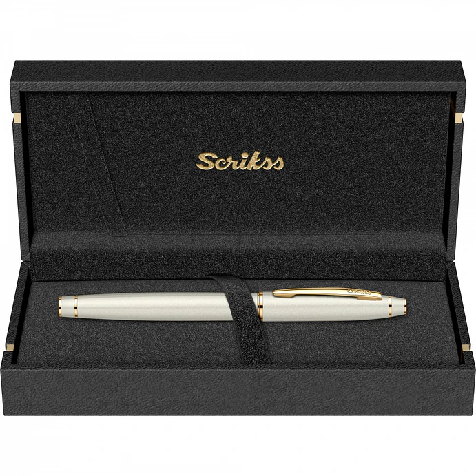 Pluma estilográfica Noble 35, color oro blanco, en estuche de lujo. 6
