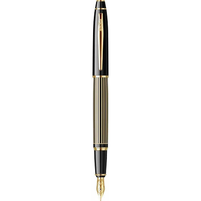 Pluma estilográfica Noble 35L negra y dorada en estuche de lujo. 1