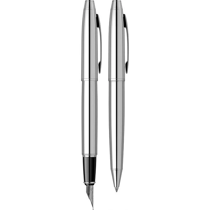 Juego de pluma estilográfica y bolígrafo Noble 35, plumín M, cromado. 5