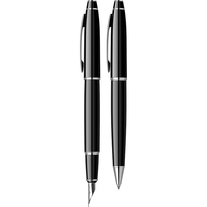 Juego de pluma estilográfica y bolígrafo Noble 35, plumín M, cromo negro. 2