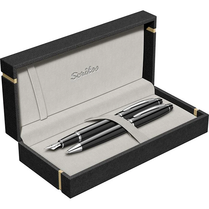 Juego de pluma estilográfica y bolígrafo Noble 35, plumín M, cromo negro. 5