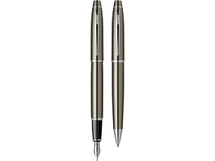 Juego de pluma estilográfica y bolígrafo Noble 35, plumín M, titanio.
