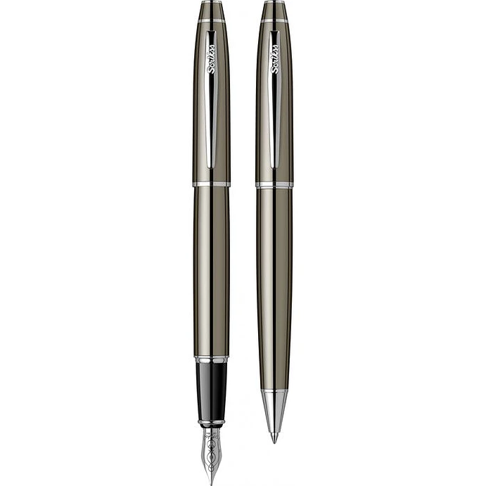 Juego de pluma estilográfica y bolígrafo Noble 35, plumín M, titanio. 1