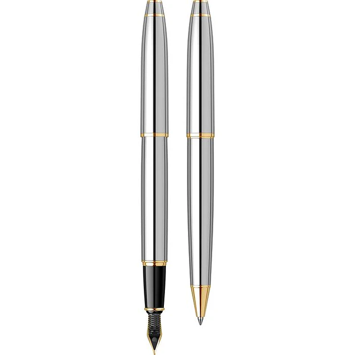 Juego de pluma estilográfica y bolígrafo Noble 35, plumín M, cromo dorado. 3
