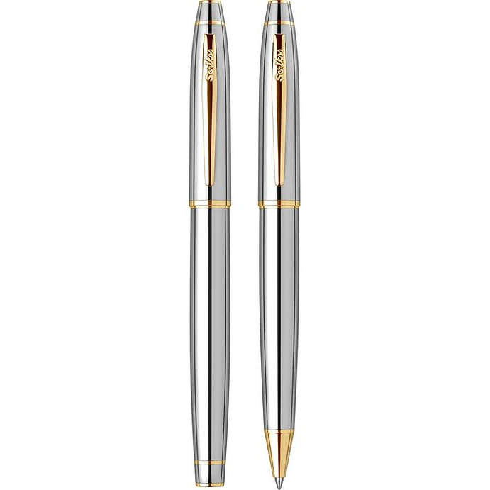 Juego de pluma estilográfica y bolígrafo Noble 35, plumín M, cromo dorado. 4