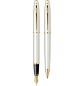 Juego de pluma estilográfica y bolígrafo Noble 35, plumín tamaño M, color oro blanco. - Miniatura 1