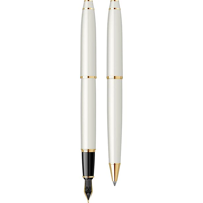 Juego de pluma estilográfica y bolígrafo Noble 35, plumín tamaño M, color oro blanco. 3
