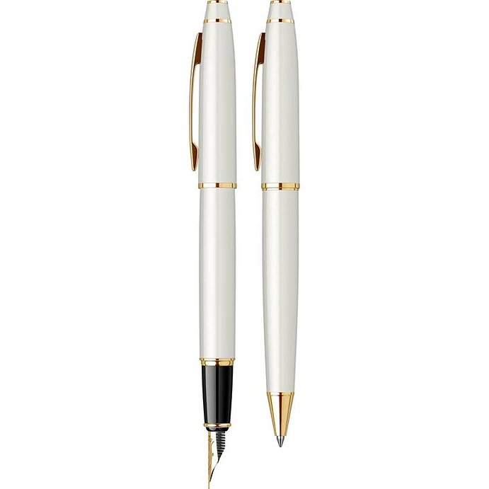Juego de pluma estilográfica y bolígrafo Noble 35, plumín tamaño M, color oro blanco. 2