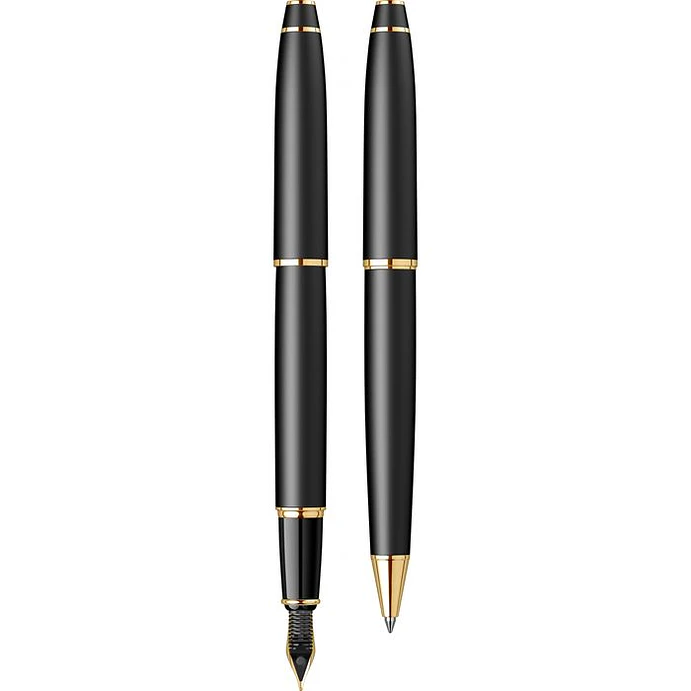 Juego de pluma estilográfica y bolígrafo Noble 35, plumín M, negro mate y dorado. 3