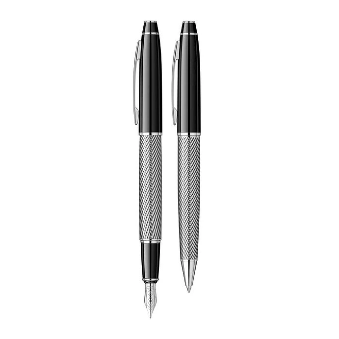 Juego de pluma estilográfica y bolígrafo 35C, plumín M, cromo negro. 2