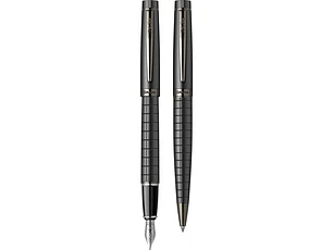 Juego de pluma estilográfica y bolígrafo Honour 38, plumín M, negro mate.