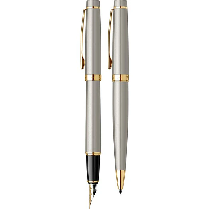 Juego de pluma estilográfica y bolígrafo Honour 38, plumín M, color oro satinado 2