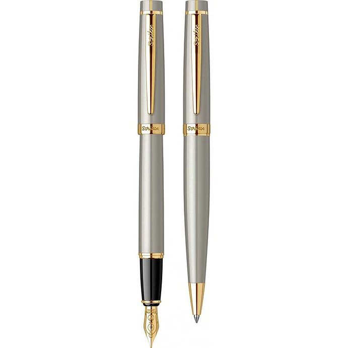 Juego de pluma estilográfica y bolígrafo Honour 38, plumín M, color oro satinado 1