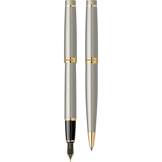 Juego de pluma estilográfica y bolígrafo Honour 38, plumín M, color oro satinado 3