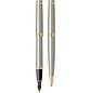 Juego de pluma estilográfica y bolígrafo Honour 38, plumín M, color oro satinado - Miniatura 3