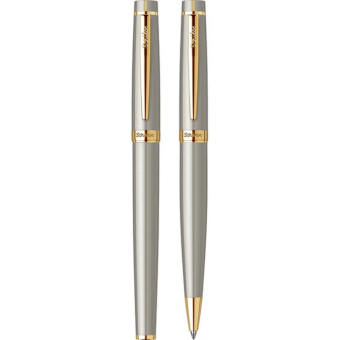 Juego de pluma estilográfica y bolígrafo Honour 38, plumín M, color oro satinado 4