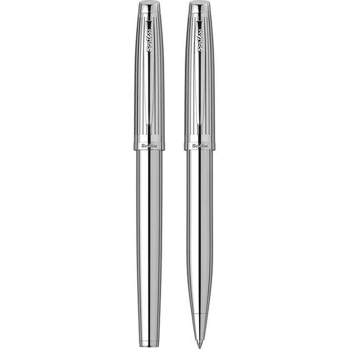 Juego de pluma estilográfica y bolígrafo Oscar 39, plumín M, cromado. 4