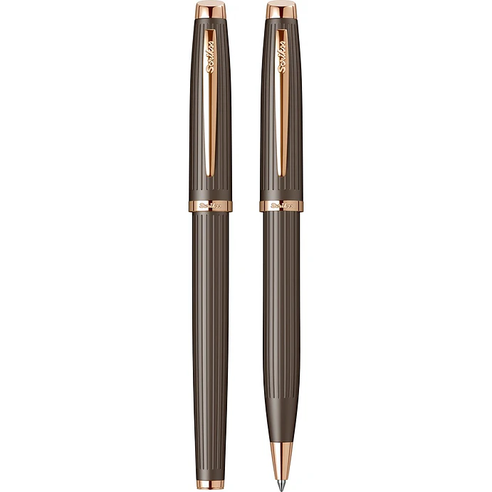Juego de pluma estilográfica y bolígrafo Oscar 39, plumín M, oro rosa. 4
