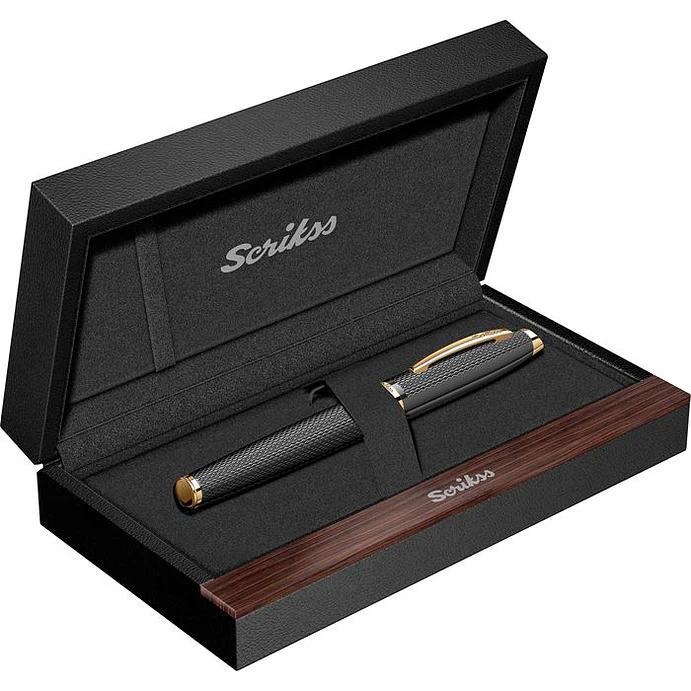 Bolígrafo roller 390 negro mate y dorado 5