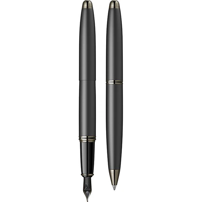 Juego de pluma estilográfica y bolígrafo Knight 88, plumín M, negro mate. 3