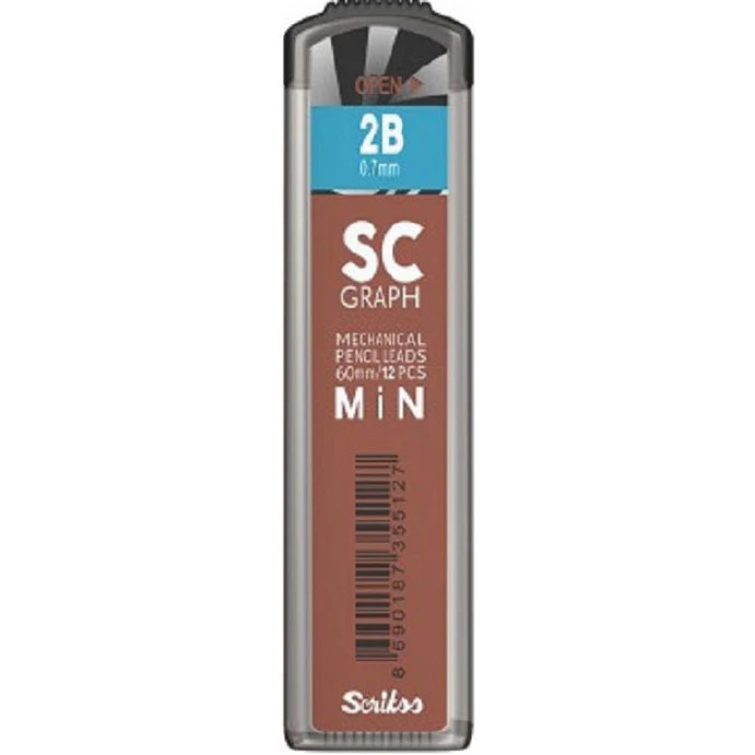 Minas para portaminas - 2B, 0,7 mm, 12 unidades
