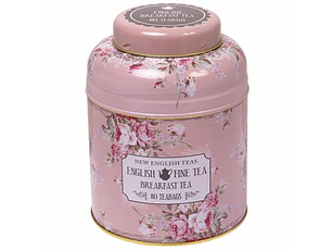 Caja de té con diseño floral vintage Rosa - 80 bolsitas de té English Breakfast