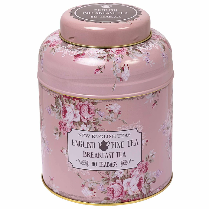 Caja de té con diseño floral vintage Rosa - 80 bolsitas de té English Breakfast 1
