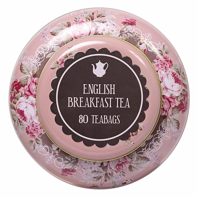 Caja de té con diseño floral vintage Rosa - 80 bolsitas de té English Breakfast 4