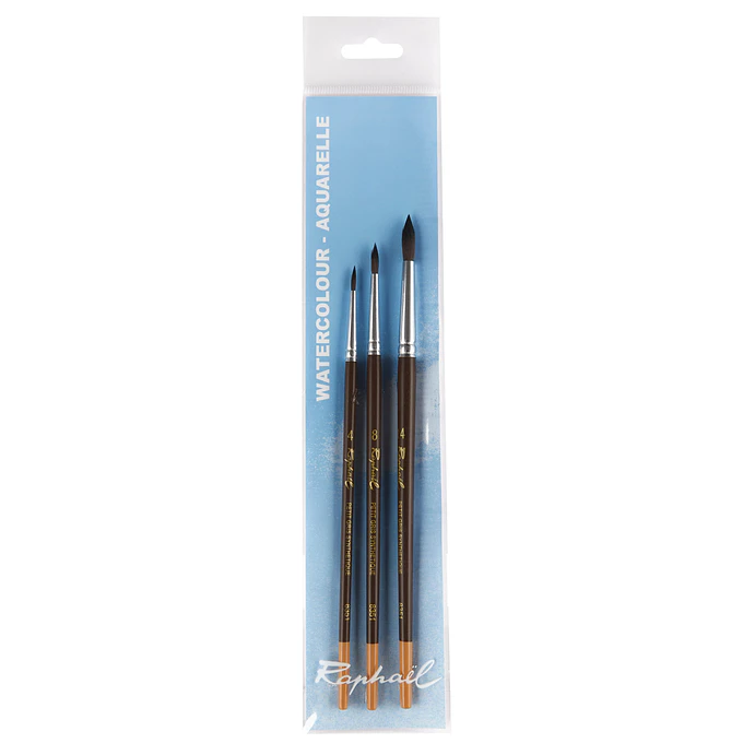 Set RAPHAEL 3 pinceles redondos para acuarela, imitación pelo de ardilla, sintético