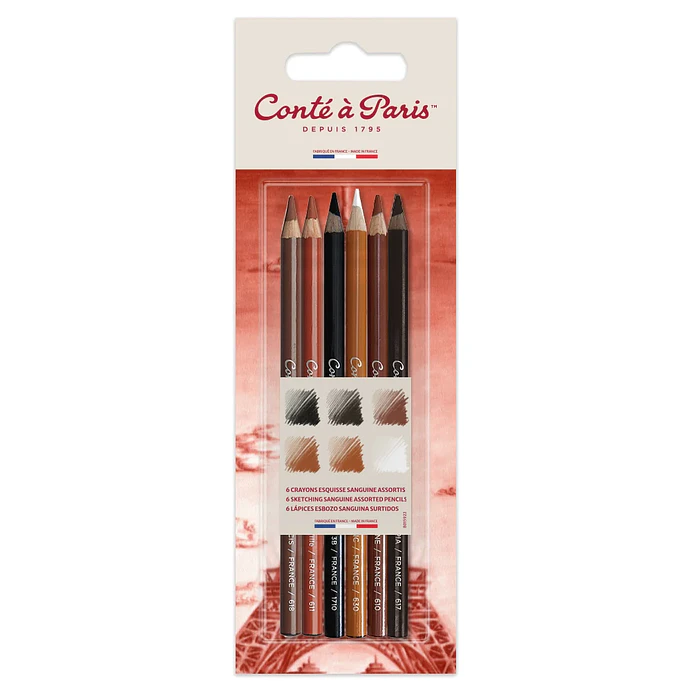 Lápices pastel Conté à Paris - Juego de 6 colores. Sanguine 1