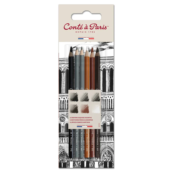 Lápices pastel Conté à Paris - Juego de 6 colores. 