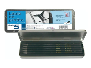 Estuche Metálico Con 5 Lápices Graduados Sin Madera ATL