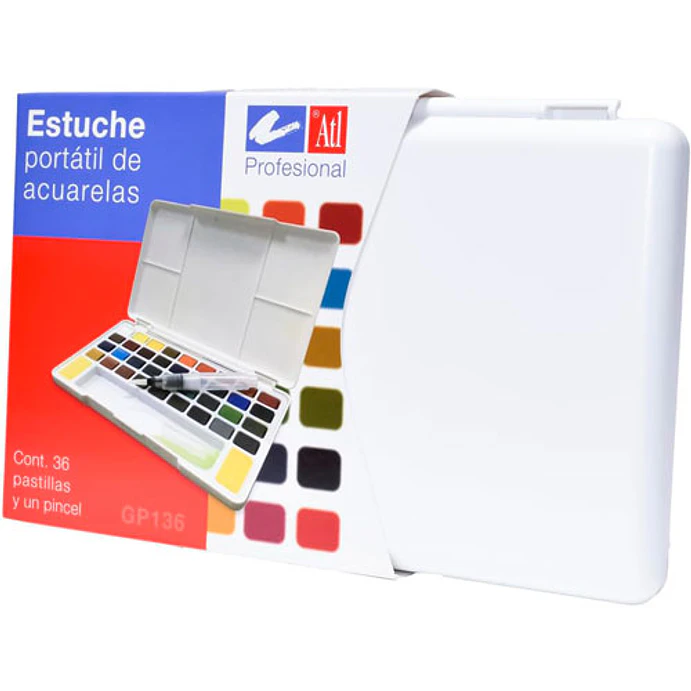 Set Con 36 Pastillas de Acuarela Portatil ATL + Pincel 1