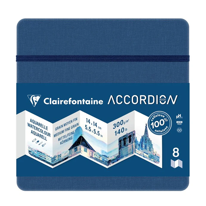 Cuaderno acordeón para acuarela - 3 tamaños 1