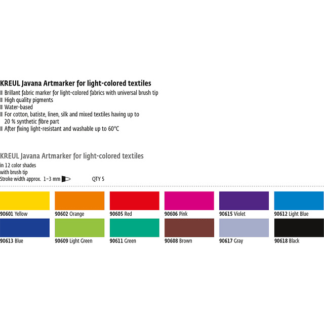 Rotulador para tejidos claros - Javana ArtMarker (Colores)