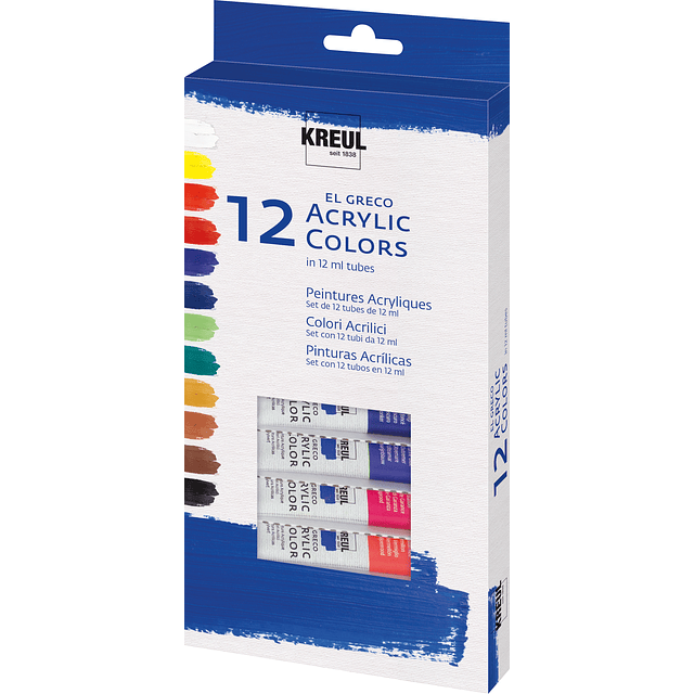 Set 12 acrílicos "El Greco" - Tubos 12 ml